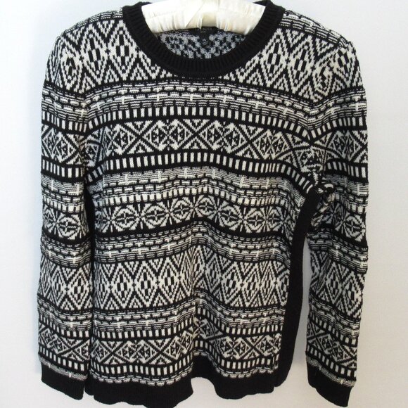 Talbots Sweaters - Talbots black white Fair Isle crew neck long sleeve sweater *Sz MP*